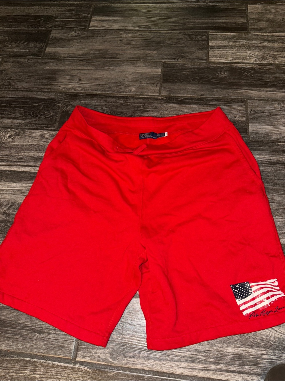 Polo by Ralph Lauren Red Men's Athletic Shorts with Flag Detail